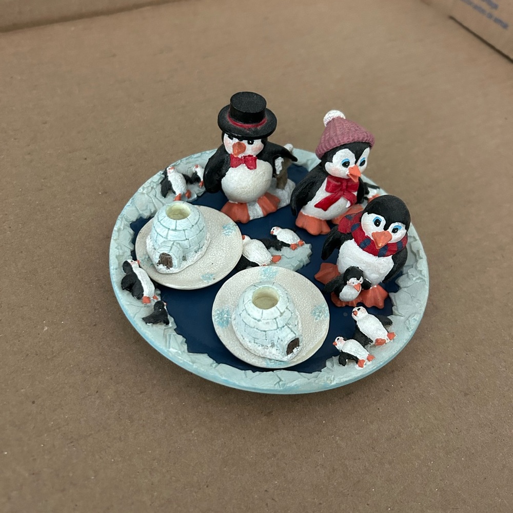 Vintage miniature tea set in Penguin theme